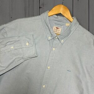 Levis Relaxed Fit Oxford Button Down Shirt Cotton Long Sleeve Men's XXL Blue